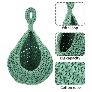 <span class=keywords><strong>Panier</strong></span> de <span class=keywords><strong>fruits</strong></span> suspendu en forme de larme Boho <span class=keywords><strong>panier</strong></span> de corde de coton tissé à la main - Product Image 3