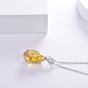 Collar Kirin 5A de Plata 925 con Oro Blanco y Diamantes CZ Corte Pera en Amarillo Canario, Estilo Moderno para Compromiso - Product Image 5
