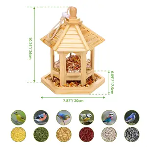 Small Outdoor Courtyard Garden Decor Wood Bird's Nest Feeder With Hanging Design Hummingbird House Pet Bowls Feeders Food Use