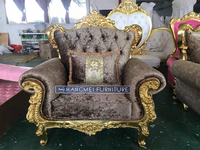 Vente en gros de meubles d'hôtel cadre en or coussin souple fête événement banquet roi trône mariage banquet ensembles de canapés