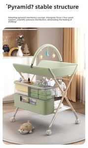 Multi-functional Foldable Baby Changing <b>Table</b> for Newborns with Adjustable Height, Massage Touch and Storage, Portable Nursery - Product Image 6