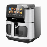 Friteuse à air numérique à écran tactile couleur en acier inoxydable, vente chaude, 8L 9L, cuisson intelligente sans huile, protection contre la surchauffe, sans huile