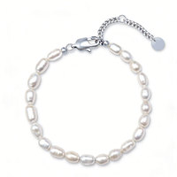 Bracelet en acier inoxydable 316L, chaîne dorée, imitation perles, minimaliste, élégant, délicat, réglable, cadeau, style Y2K, bijoux