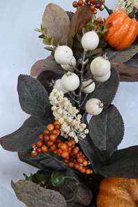 Couronne d'automne artificielle en forme de citrouille, décoration d'intérieur, 24 pouces, design tendance - Product Image 4