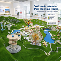 Grand modèle d'exposition architectural moderne en plastique ABS pour parcs d'attractions, destiné aux hôtels et appartements : Grande Roue et Montagnes Russes