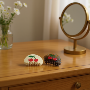 Pince à cheveux Angelina Cherry Claw Clip 8 cm en acétate avec strass pour femme, usage quotidien - Product Image 3