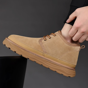 Men Winter Snow Boots <b>Ankle</b> High Round Toe Faux Suede Plush Lining Rubber Outsole Anti Slip Warm EVA Midsole - Product Image 3
