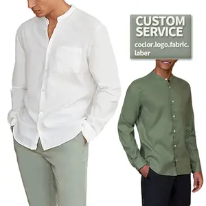 高品質メンズシャツメーカー工場カスタムメイド春秋高級ボタンアップシャツ男性用ロゴ付き