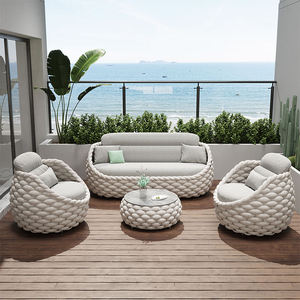 <span class=keywords><strong>Canapé</strong></span>-<span class=keywords><strong>lit</strong></span> de café en plein air Kingmake confortable à 2 places, chaises individuelles, <span class=keywords><strong>canapé</strong></span> lounge en corde EQ avec table basse - Product Image 1