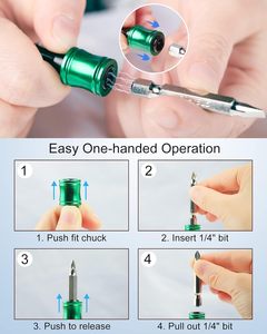 12 cái 1/4 inch Hex Shank screwdriver bit lưu giữ Carabiner Trọng lượng nhẹ mở rộng thanh khoan vít Bộ chuyển đổi nhanh chóng thay đổi bit - Product Image 5