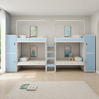 Lit superposé double en métal pas cher avec échelle, cadre en acier, rangement et matelas en fer pour adultes, dortoir, maison, école