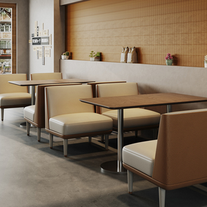 Canapé de salle à manger rembourré pour restaurant commercial, table carrée en bois, mobilier moderne pour restaurant, café, boulangerie, hôtellerie - Product Image 1