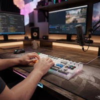 Clavier mécanique programmable MiraBox K1 Pro 87 touches avec 6 touches LCD, 3 boutons rotatifs et interrupteurs RGB échangeables à chaud