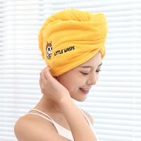 Serviette à cheveux brodée en velours corail, séchage rapide, pour femme