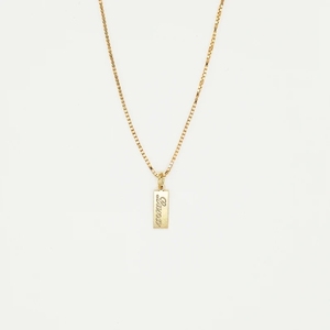 2024 élégant en acier inoxydable boîte chaîne collier 18K plaqué or carré lettre d'amour citation personnalisée mot proverbe pendentif collier - Product Image 6