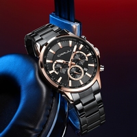 CRRJU 2294 Sport hommes montres résistant à l'eau grand cadran en acier inoxydable montres à Quartz personnaliser Logo montres lumineuses