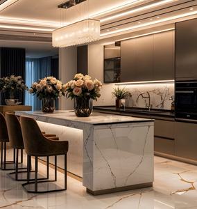 Işık lüks mutfak dolap banyo tezgahı parlak kaplama kiler mutfak ada taş tezgah üst bütün ev özelleştirme - Product Image 1