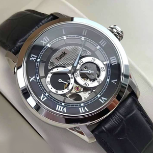 Мужские автоматические часы 96A135 с прозрачным корпусом, корпус из нержавеющей стали, кожаный ремешок, спортивный стиль, механический автоматический механизм, минеральное стекло - Product Image 1