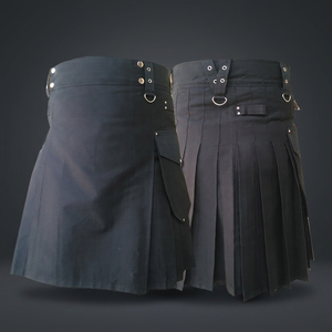 Onstyle Scottish Active <b>Men</b> Utility Sports Traditional Fashion <b>Black</b> Cotton <b>Kilt</b> Model OS-2223 - Product Image 2