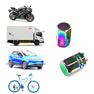Regenboog iriserende zeshoekige aluminiumlegering ventieldopjes voor auto vrachtwagen motorfiets wiel stofkappen universeel ontwerp - Product Image 2