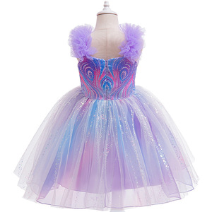 映画邪悪な魔女ハロウィンコスチュームガール紫スパンコールキラキラ妖精プリンセスドレスカーニバルパーティー魔女コスプレ女の子コスチューム - Product Image 2