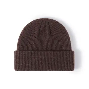 2024 Fashion new style winter soft wholesale custom pure color beanie knit hats suppliers for women