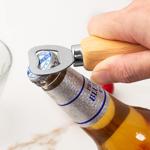Abridor de Botellas de Cerveza con Mango de Madera, Abridor de Botellas de Madera Maciza, Abridor de Latas de Acero Inoxidable, LOGO Personalizado - Product Image 5