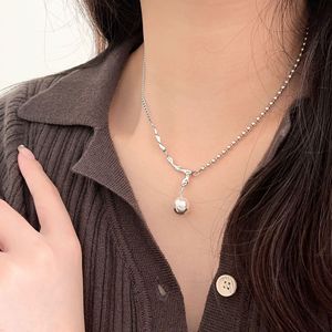 สร้อยคอไข่มุกเงินแท้ S925 ดีไซน์บาโรกสำหรับผู้หญิงสวมใส่ทุกวัน - Product Image 1