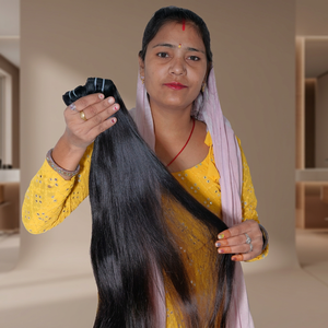 Venta al por mayor 100% extensiones de cabello humano de templo indio virgen Color Negro estilo recto crudo proveedor sin procesar paquetes de cabello humano - Product Image 1