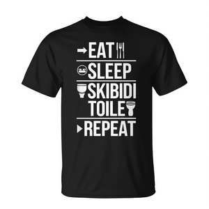 T-shirt unisexe avec motif Eat Sleep Skibidi Toilet Repeat Meme, taille adulte S M L XL XXL - Product Image 2