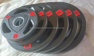 Cheap gym <span class=keywords><strong>bar</strong></span> 3 black hole coated RUBBER dumbbell plate - Product Image 2