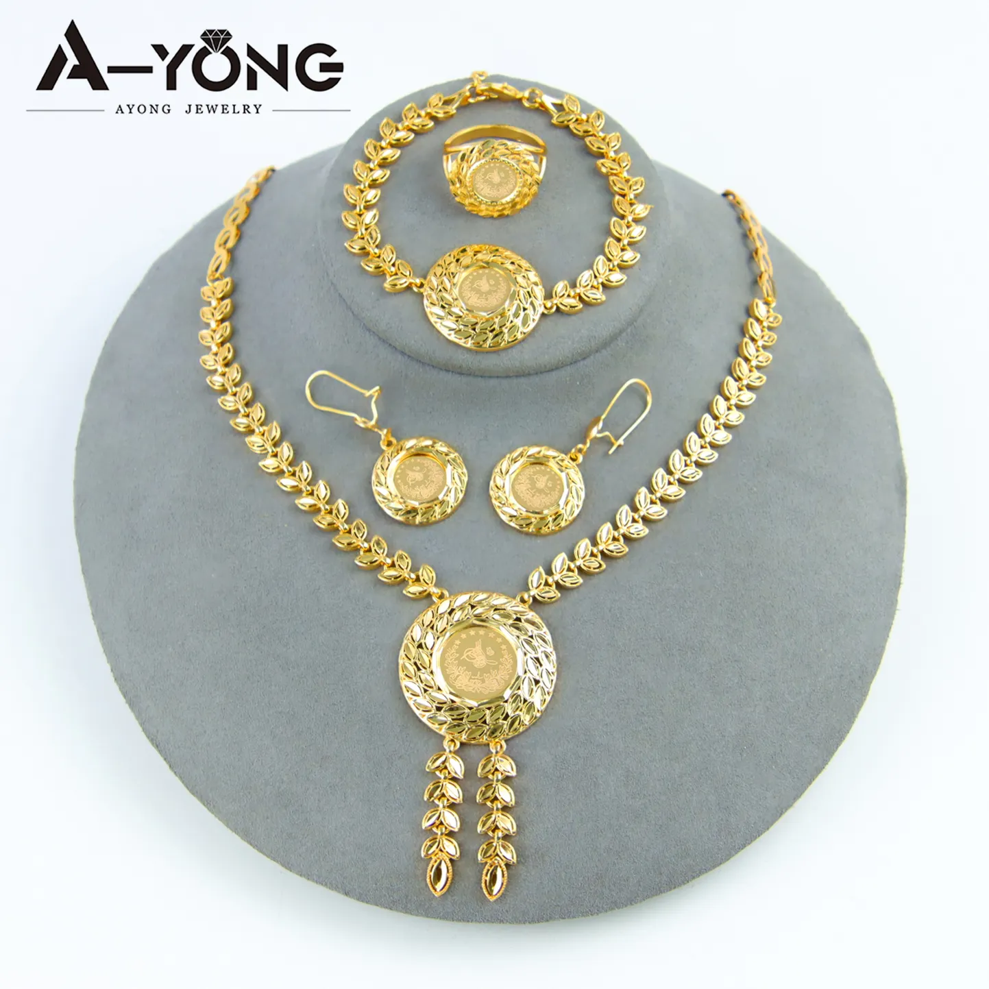 Ayong bijoux nouveaux ensembles de bijoux de Style de dubaï plaqué or 18 carats épis de blé forme luxe femmes ensembles de bijoux pour mariage
