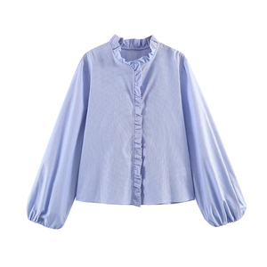 ZATRHMBM Primavera 2026 Nuova Collezione Camicia da <span class=keywords><strong>Donna</strong></span> in Popeline con Decorazioni Stratificate, Top Casual <span class=keywords><strong>Vintage</strong></span> a Maniche Lunghe - Product Image 2