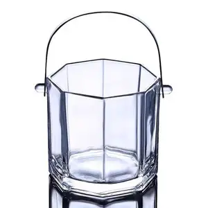 Cubo de hielo de vidrio de sublimación en blanco de 950ml, barril de cristal con Clip y mango para barra casera KTV Ices & Wine & Juice Mixing Container
