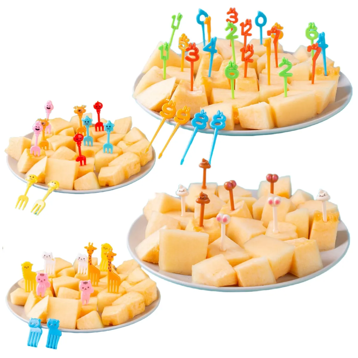 plastic food picks cute cartoon animal shape fruit fork for kid children