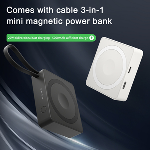 พาวเวอร์แบงค์แม่เหล็กไร้สาย <span class=keywords><strong>3</strong></span> in 1 ความจุ 5000mAh พร้อมสายชาร์จ รองรับการชาร์จเร็ว 20W สำหรับ iPhone, AirPods และ iWatch - Product Image 2
