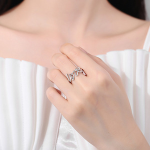 Bijoux minimalistes Bague ouverte ajustable plaquée or 18 carats Bague de couple Twist LOVE Ketter Bague de bijoux en or - Product Image 3