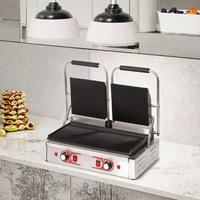 Gaufrier électrique professionnel 7 pouces en acier inoxydable avec surface antiadhésive, contrôle de la température et 4 emplacements rotatifs