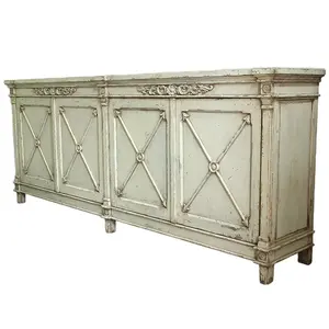 Antique Living Room Vintage Rustic Pine Wood Furniture Classic European Style Carved Sideboard