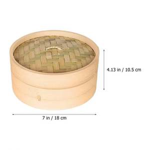 Panier vapeur <span class=keywords><strong>en</strong></span> bambou de 15 pouces, empilable, avec bordure <span class=keywords><strong>en</strong></span> cuivre, 2 niveaux, <span class=keywords><strong>en</strong></span> acier inoxydable 304, support de cuisine pour cuisines chinoises - Product Image 3