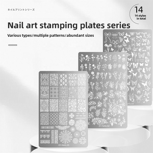 Best Selling Stainless Steel <strong>Nail</strong> Art Stamping Plates Featuring Lace Butterfly Floral Herringbone Patterns <strong>Nail</strong> <strong>Transfer</strong> - Product Image 1