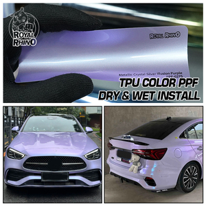 <span class=keywords><strong>Film</strong></span> de protection de peinture (PPF) en TPU couleur argent métallique magique, effet cristal violet, anti-rayures, installation humide ou sèche, pour covering automobile - Product Image 1