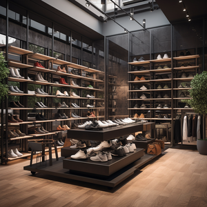 Vente en gros Nouveau type de présentoir à chaussures, support pour magasin, étagère à chaussures en bois personnalisée, étagère à chaussures rotative portable - Product Image 1