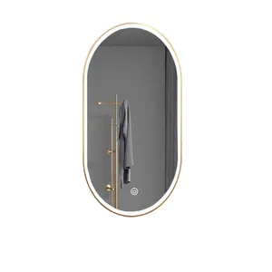 Oval LED Metal Frame Wall Mounted Anti Fog IP66 Waterproof Smart Memory Function Black Gold Silver Bathroom Mirror