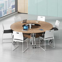 Table de conférence pliante Shengli en bambou, 6 places, pieds métalliques, design simple et moderne, combinable, mobile, pour la formation et l'éducation