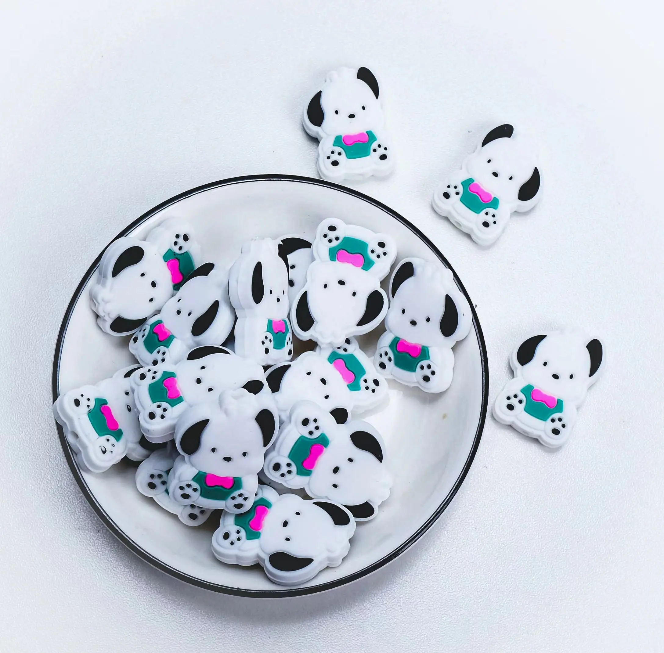 DIY chien focal perles silicone stylo perles breloques fabrication de bijoux fournitures silicone porte-clés pour bébé sucette