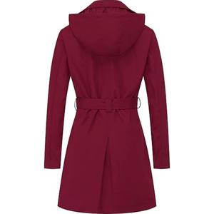 女性用エレガント防水トレンチコートダブルブレストクラシックラペルオーバーコートベルト付きスリムウインドブレーカーコート取り外し可能なフード付き - Product Image 5