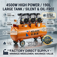 Compresseur d'air à vis KELAIDE 190L 4500W sans huile silencieux à double moteur industriel fixe alimenté en courant alternatif 380V grand réservoir