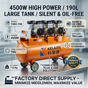 Compresseur d'air à mouvement alternatif KELAIDE 190L 4500W 220V Modèle industriel stationnaire alimenté en courant alternatif 1503-190 - Product Image 2