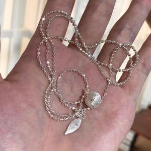 สร้อยคอพู่ประดับลูกปัดเงินแท้ S925 หลายชั้น ดีไซน์เฉพาะตัว ประกายระยิบระยับ - Product Image 4